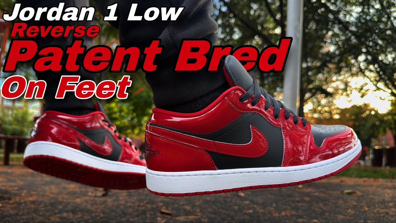 Jordan 1 Low Patent Bred (2025) On Feet Look