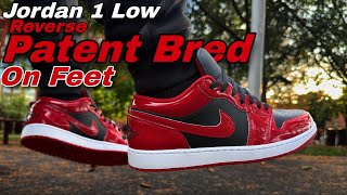 Jordan 1 Low Patent Bred (2025) On Feet Look 