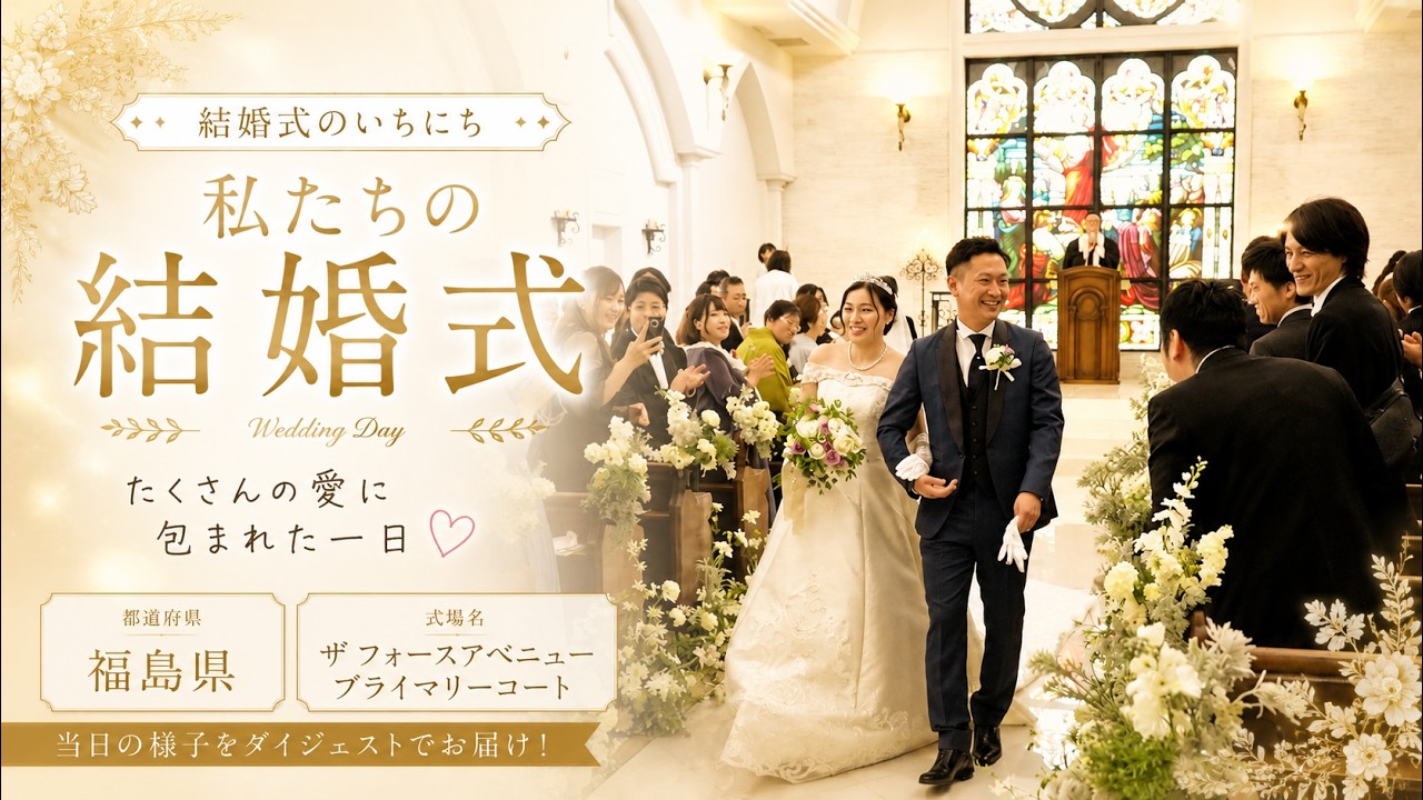 卒花結婚式レポ動画 "結婚式のいちにち”【福島県 ザ フォースアベニュー ブライマリーコート 編】