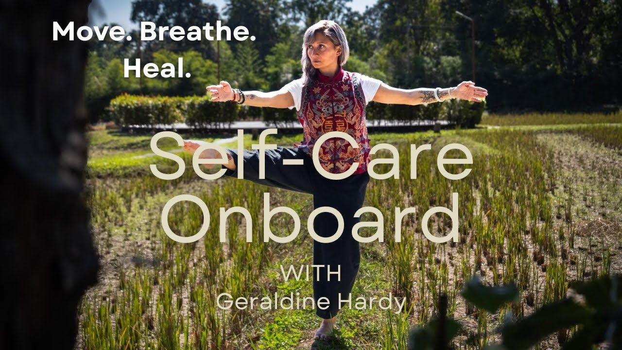 Self Care podcast thumbnail featuring Geraldine Hardy outdoors, discussing burnout recovery and nervous system regulation through movement and breathwork.