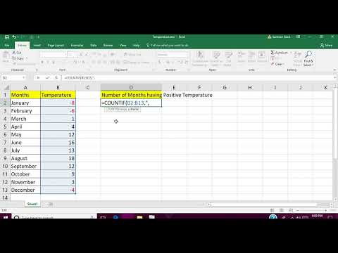 Excel:How to use function CountIf to count only Positive values in excel-Count of only positive temp