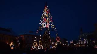 Vilniaus Rotušės aikštės Kalėdų eglės įžiebimo momentas 2016