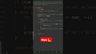 c programming for bignners | factorial of a number program in c #shorts #shortsfeed  #program