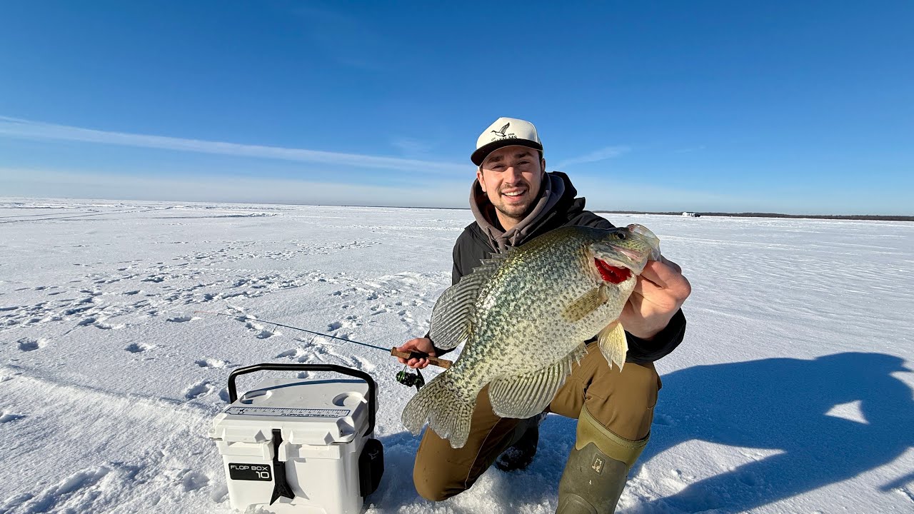Ice Fishing Giant Schools of Red Lake Slab Crappies!