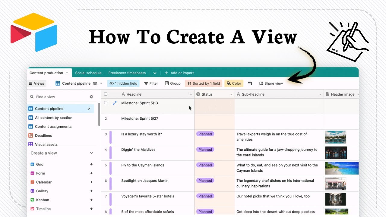 How to create a view in Airtable (For Better Navigation) - YouTube