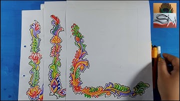 Border and corner design for students project khata.// Practical khata design.. Subrata Art.