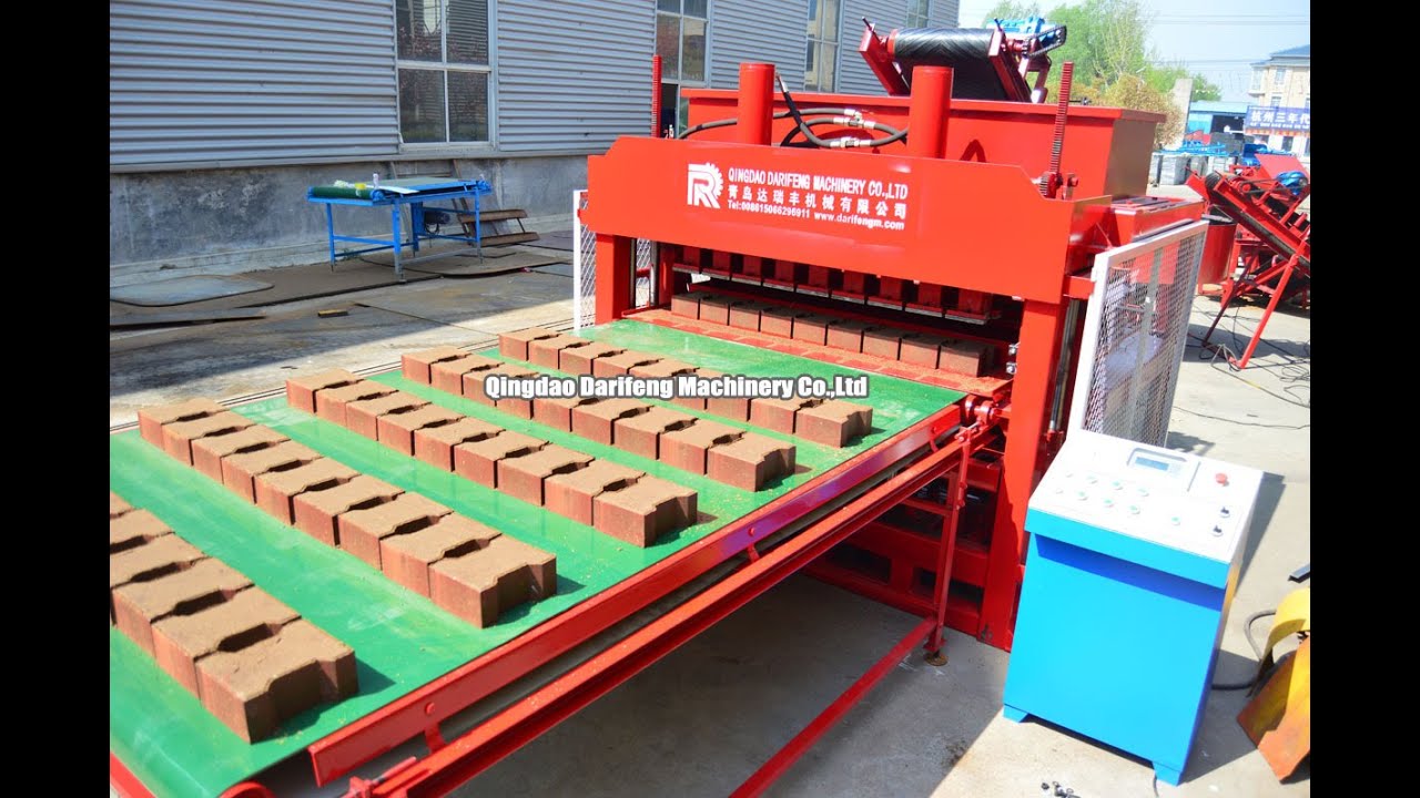 DF 10 10 Interlocking clay brick machine for making paver - YouTube