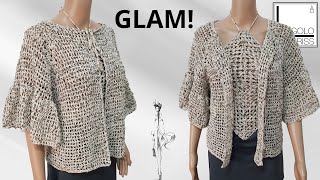 Cardigan Top down all&#39;uncinetto &quot;DAYS&quot; - FACILISSIMO -