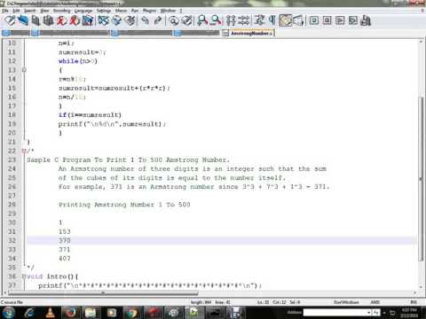 TAMIL C PROGRAM TO PRINT 1 TO 500 AMSTRONG NUMBERS