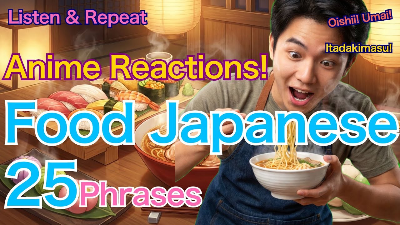 [Listen & Repeat] Mouthwatering Japanese Food Phrases 25 | Anime Reactions & Dining