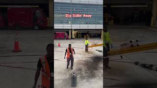 Slip Slidin’ Away! #airport #bag #baggage #tarmac #loading