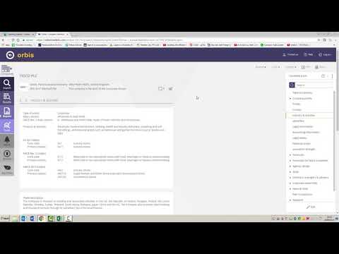 Orbis database: how to find information for a specific company