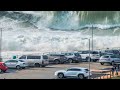 Huge waves after Hurricane Elsa destroy the coast of Santo Domingo, the Dominican Republic