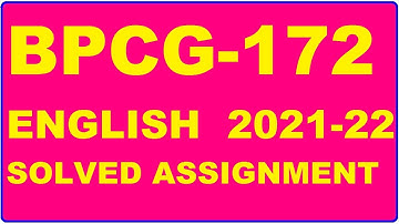BPCG 172 Solved Assignment 2021-22 in ENGLISH,  Whatsapp For Pdf  9992290905.