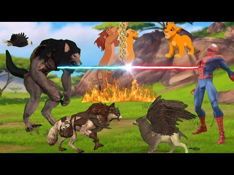 البطل الخارق سبيدر مان يواجهة العملاقة ملكة الذئاب في غابة الأسد سيمبا كرتون الأسد سيمبا حكايات ديدا