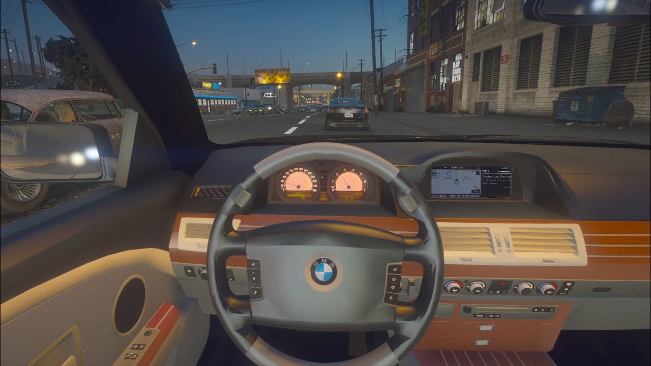 BMW 760i e65 - GTA 5 | NaturalVision Evolved | Night driving | POV drive [Steering wheel gameplay]