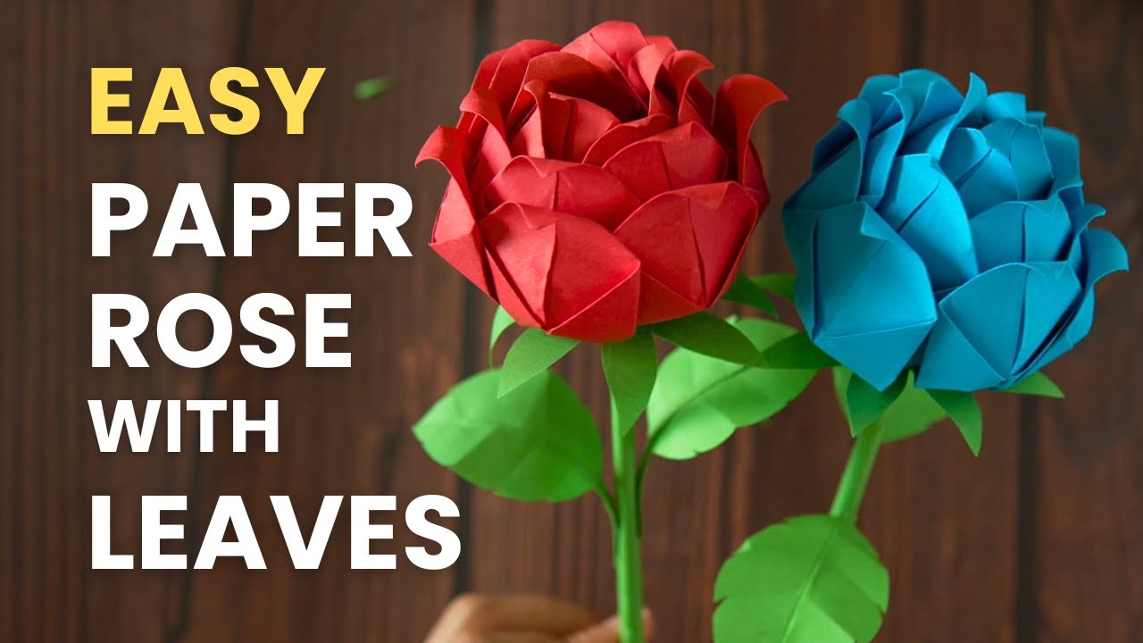 Easiest Paper Rose with Leaves | Step-by-Step Tutorial