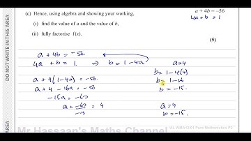 WMA12/01, (Edexcel), IAL, P2, October 2023, Q4, Factor & Remainder Theorem