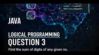 JAVA LOGICAL PROGRAMING: Define a method to find the sum of digits of any given number.