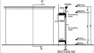 AutoCAD External Wall Section Tutorial | Complete Parapet Wall Detail Drawing
