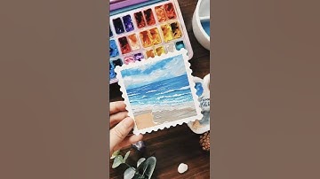 Hướng dẫn vẽ tranh phong cảnh biển với màu gouache #gouachetutorial