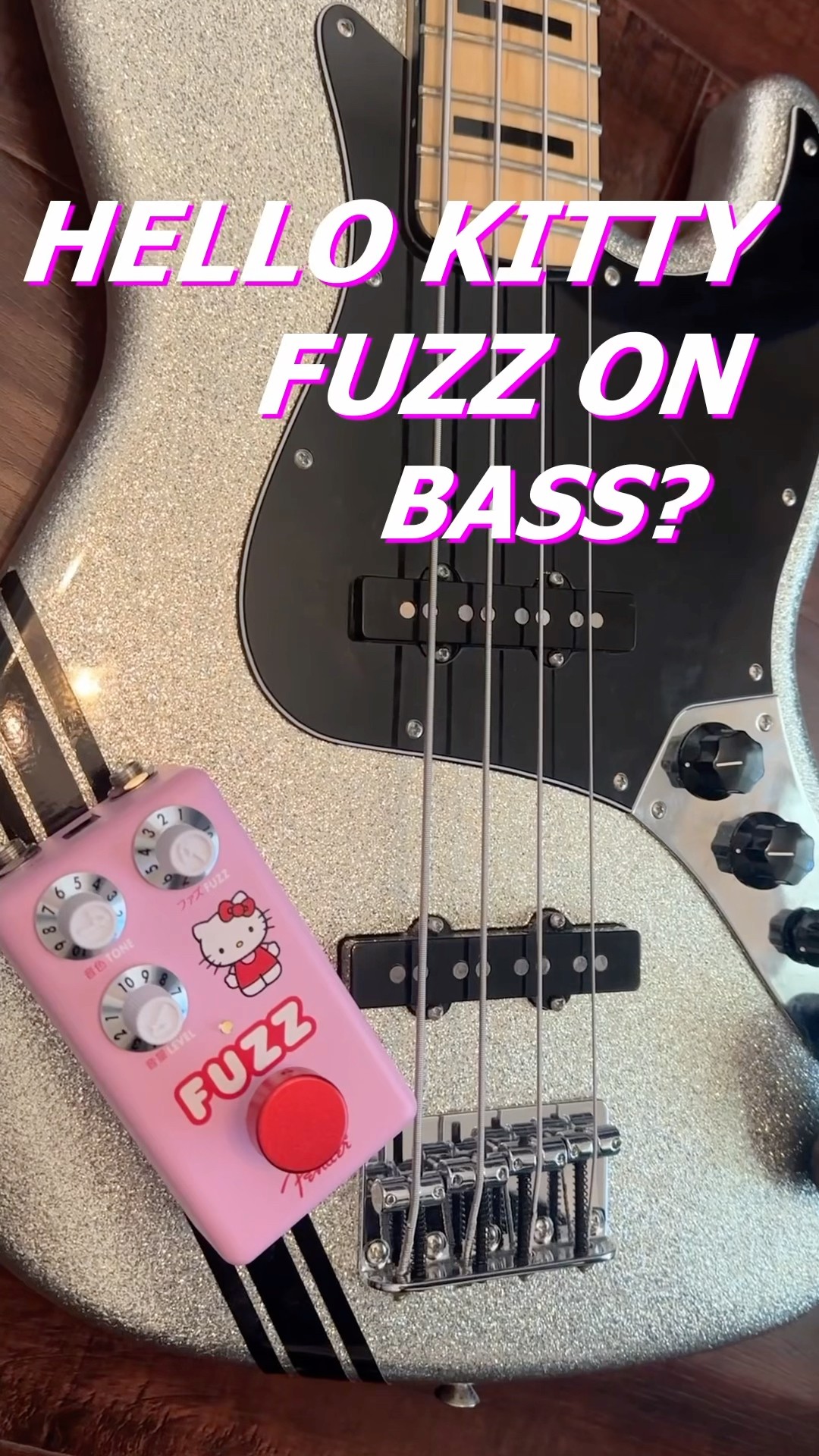 ベース kitty Fender Hello Kitty Fuzz Bass Demo #HelloKitty #Fender #Squier