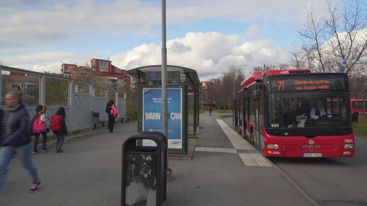 Sweden, Stockholm, bus 71 ride from Jarlaberg to Kanalvägen