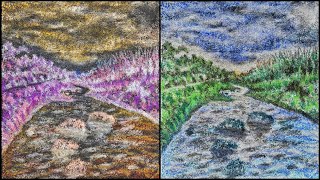 oil easy landscape pastel painting sandpaper stream using