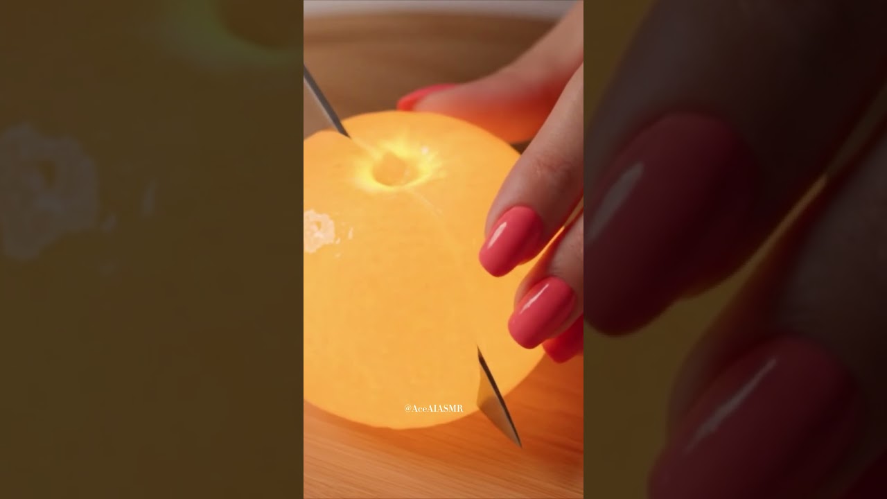 Slicing a Glass Orange 🍊 Macro ASMR with Molten Glow 