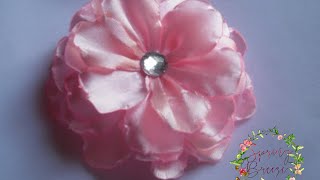 طريقة عمل زهرة من شرائط الساتانDIY satin ribbon rose flowers24