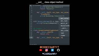 __exit__ class object method in Python | Python Examples | Python Coding Tutorial | Python Interview