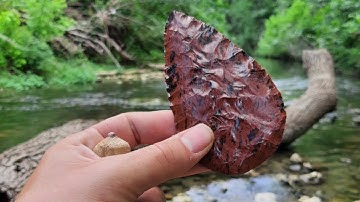 Flintknapping a Mahogany Obsidian Biface