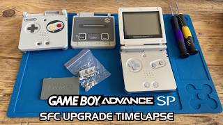 Game Boy Advance SP Super Famicom Shell &amp; IPS Screen Upgrade Time-lapse &amp; Demo