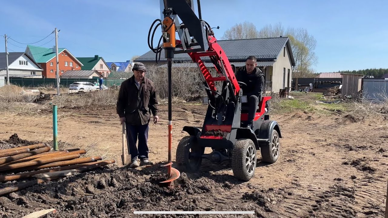 Работа гидробура и бетоносмесительного ковша в реальных условиях|Мини-погрузчики IRSA