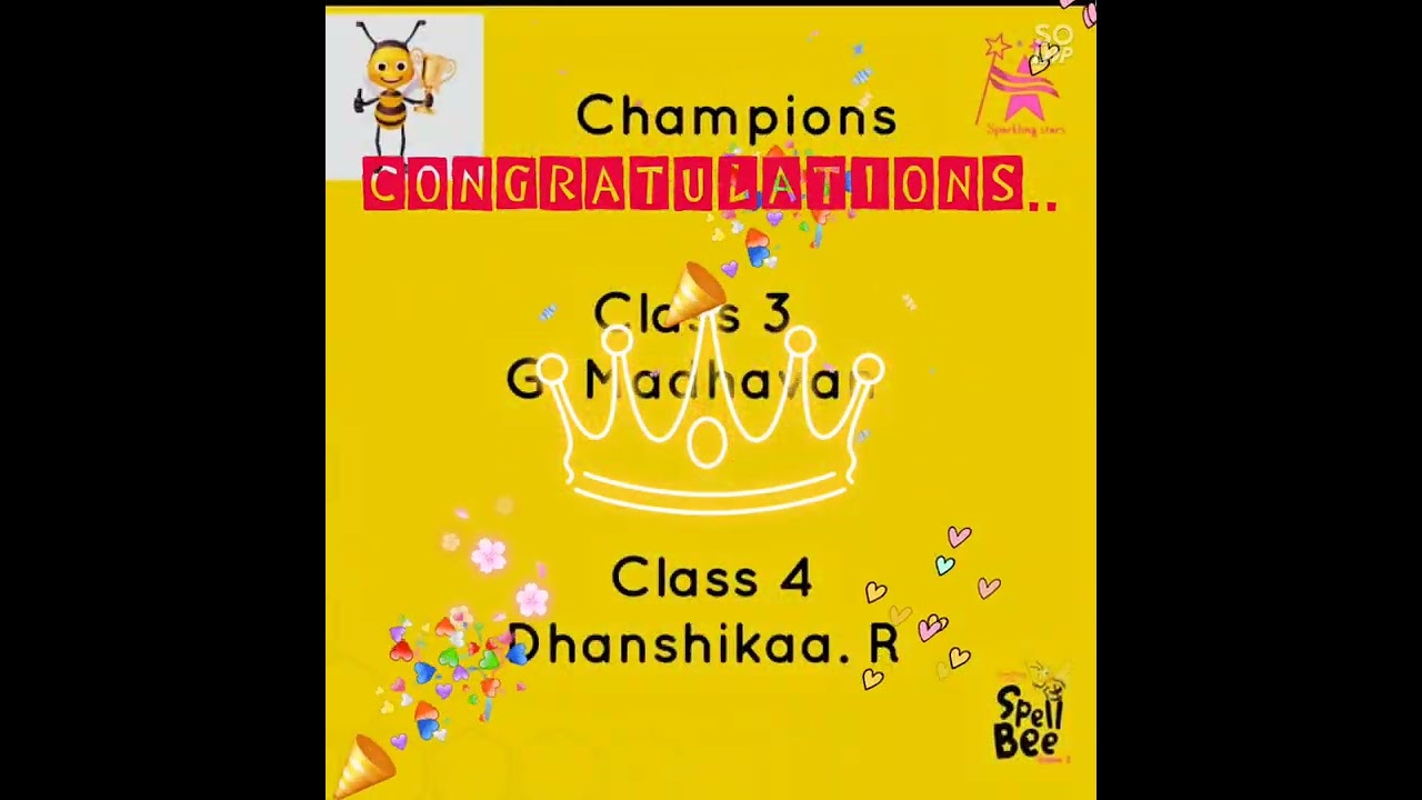 Dhanshikaa R Spell Bee Champion 🏆👏