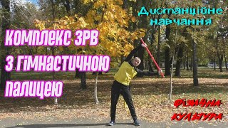 картинка: Комплекс ЗРВ з гімнастичною палицею. Дистанційне навчаня. Фізична культура.