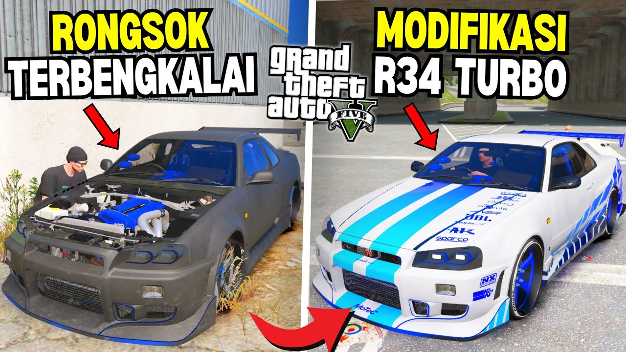 Aku Menemukan Mobil JDM Langka Nissan R34 Rongsok Terbengkalai di Kota - GTA 5 MOD