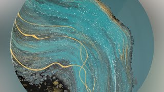 (526) Fluid Art STRAIGHT POUR on Round Canvas plus a look at some new paintings!