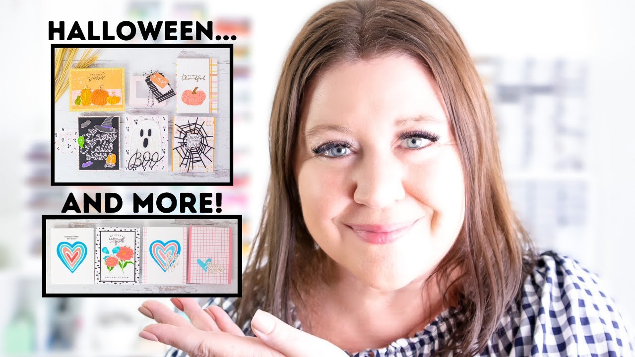 Halloween Cards with NEW The Stamp Market Stamps & Dies + Hearts, Flowers