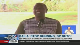 Raila tells DP Ruto not to dissociate himself from Jubilee failures