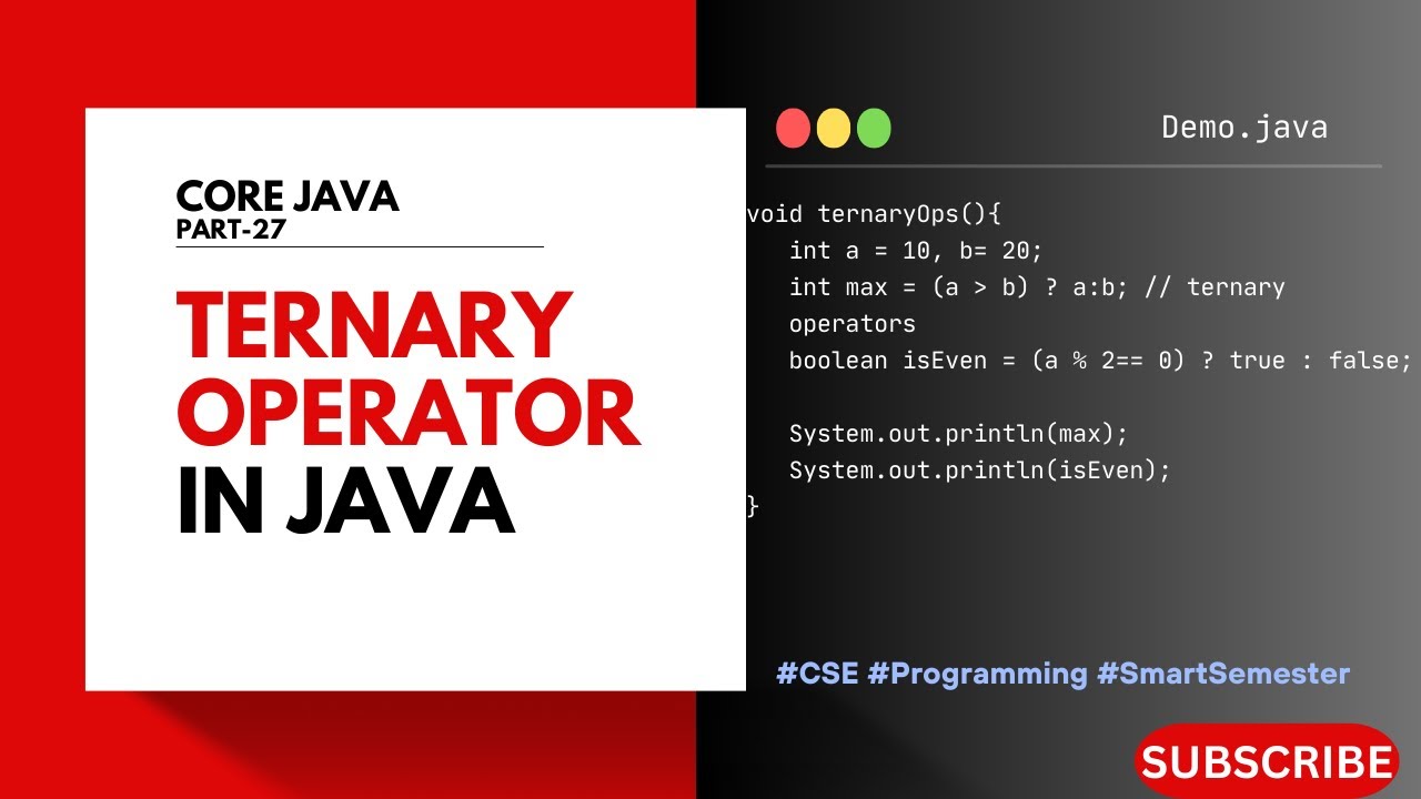 Ternary Operator | Core Java | Telugu Explained - YouTube