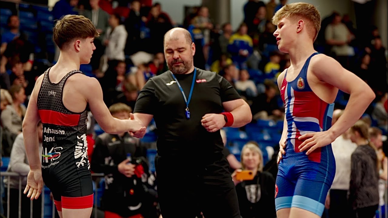 U15 Wladislav Melnikov (GER) vs Slava Ivanov (NOR) 62kg. Greco-r boys youth wrestling tournament.