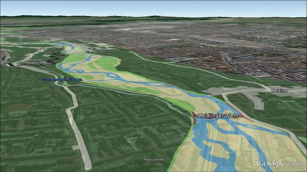 Flight along Vienna River 1755 & 2010 - Flug entlang des Wienflusses 1755 & 2010