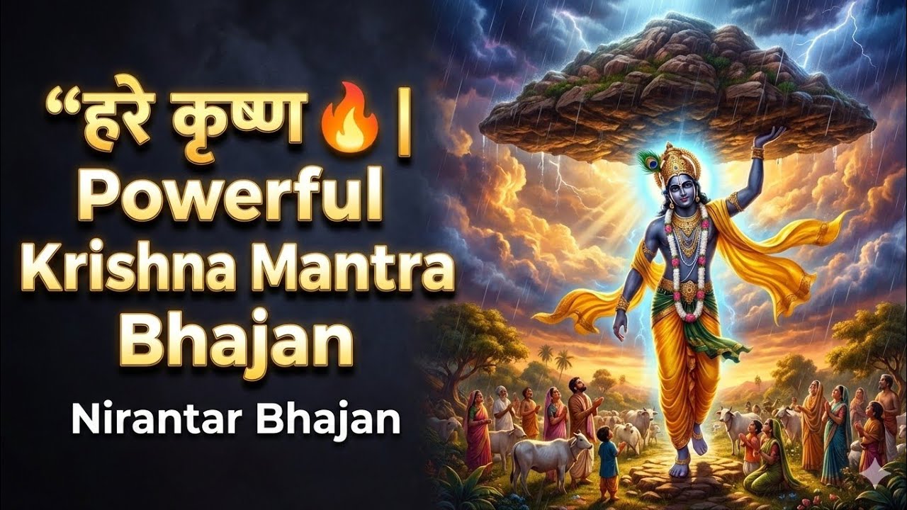 हरे कृष्ण 🔥 | Powerful Krishna Mantra Bhajan | Govardhan Leela | Nirantar Bhajan