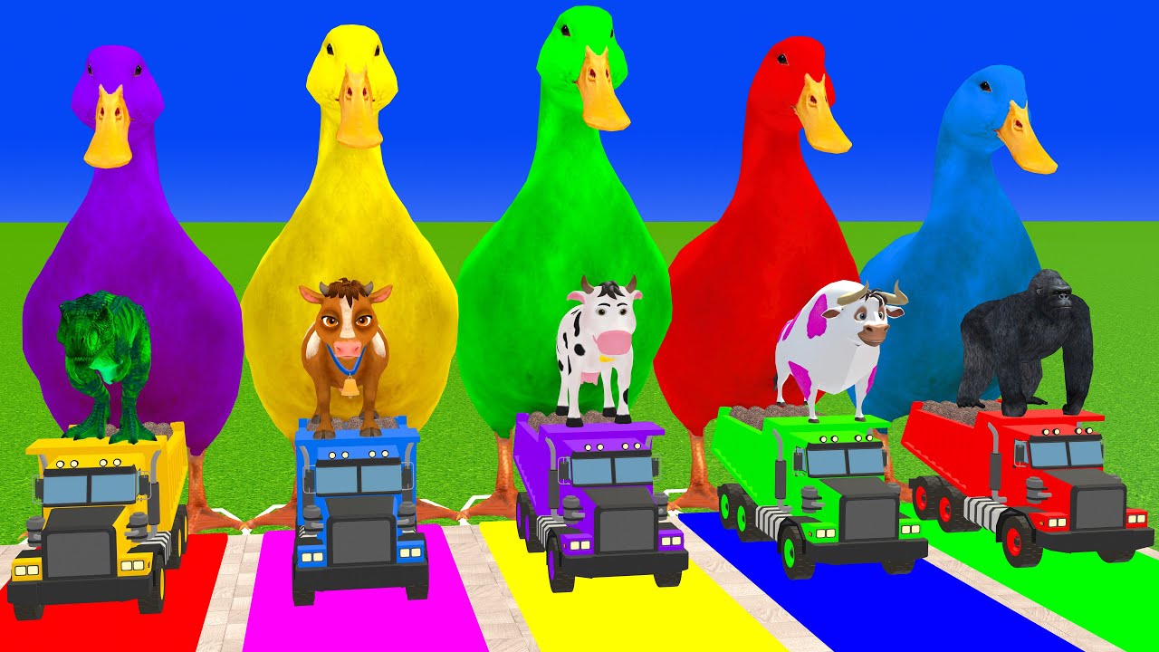 Long Slide Game with Cow Elephant Gorilla Hippopotamus Tiger 3d Animal Game Funny 3d Animals