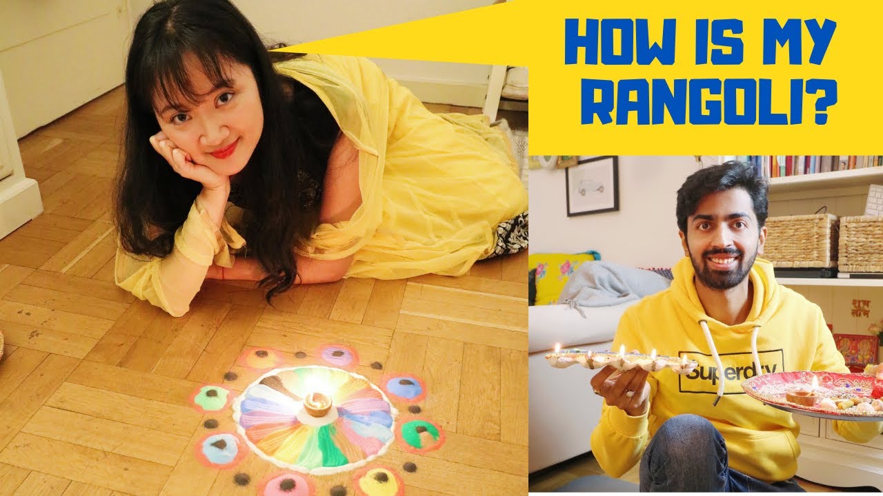 Chinese WIFE FIRST DIWALI RANGOLI | Diwali Vlog 🪔