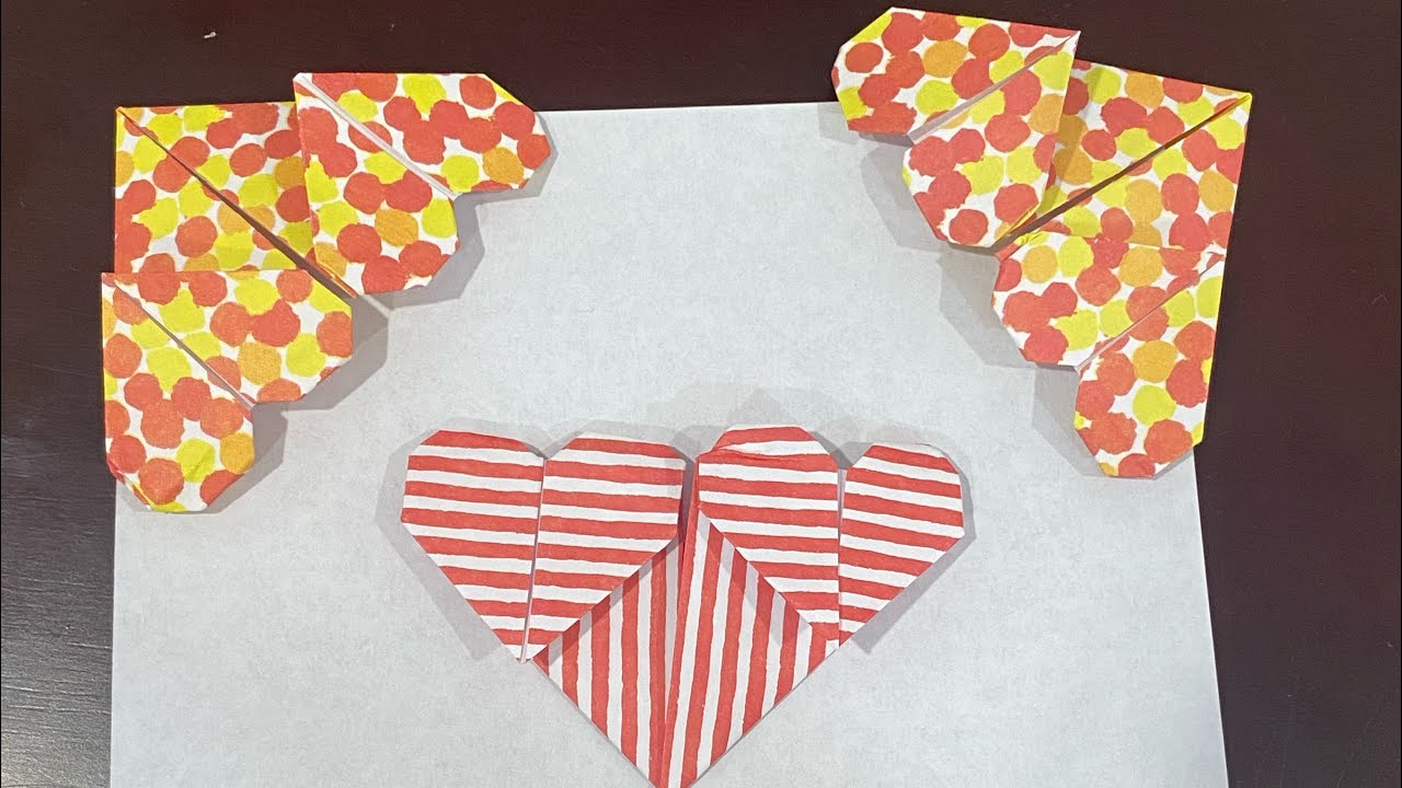 Origami: How to make Valentine’s Day Triple Heart Bookmark - YouTube