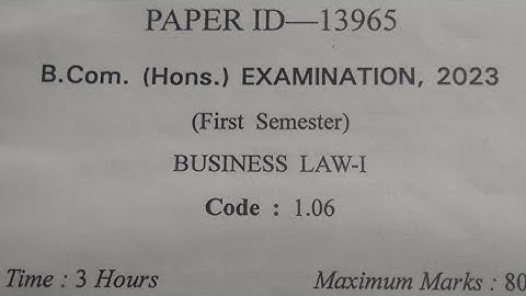 Business Law Question Paper Bcom (Hons.) Gurugram University | Business Law Question Paper 2023