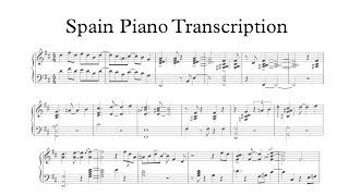 Video thumbnail of "Spain - Yohan Kim (Piano Transcription)"