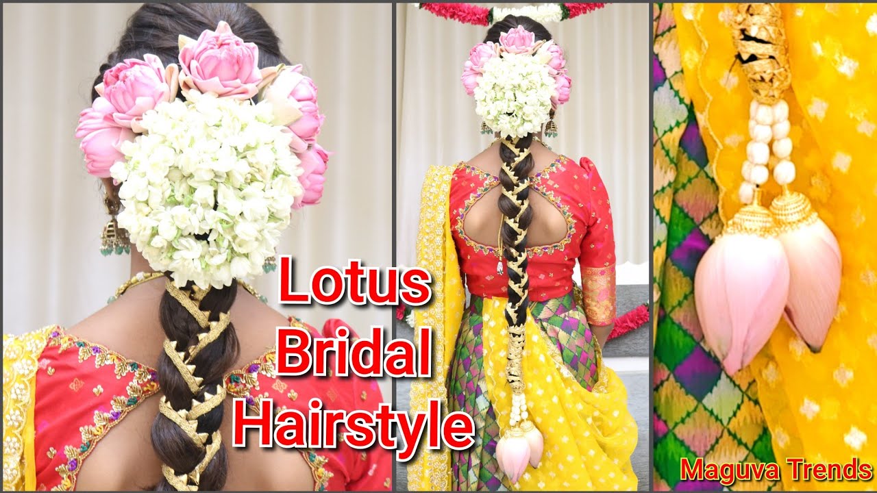 DIY Lotus Flower Bun Hairstyle for Festivals | Elegant South Indian Hair Tutorial | Bridal hairstyle